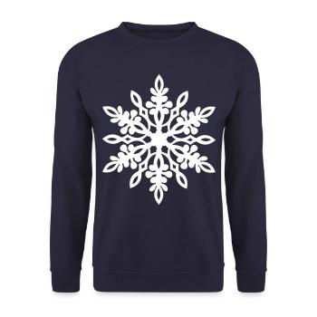 Schneeflocke Winter Mandala Weihnachtstern - Unisex Pullover - Navy - Vorne - Alina (178cm) & Michal (187cm)