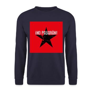 02 No Pasaran star mask masque facial rouge noir - Sweat-shirt Unisexe - marine - Devant - Alina (178cm) & Michal (187cm)