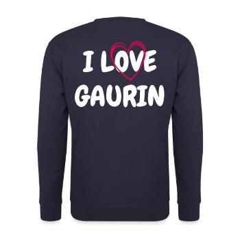 I love Gaurin dos - Sweat-shirt Unisexe - marine - Dos - Michal (187cm)