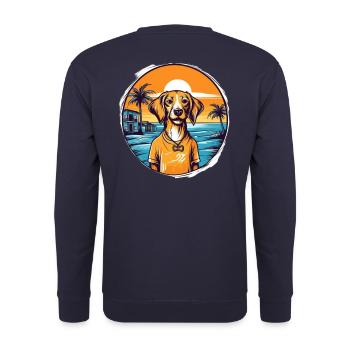 Dog with sunset on the beach - Unisex Sweatshirt - navy - Back - Michal (187cm)