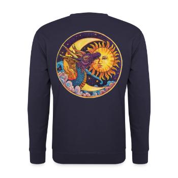 Sonnenmotiv - Unisex Pullover - Navy - Hinten - Michal (187cm)