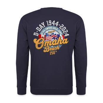 250-jähriges Jubiläum von Omaha Beach zurück - Unisex Pullover - Navy - Hinten - Michal (187cm)