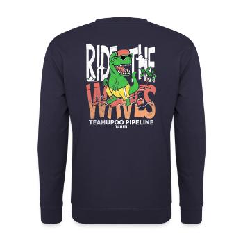 Ride the waves Teahupoo Tahiti - Sweat-shirt Unisexe - marine - Dos - Michal (187cm)