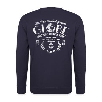 Globus nautische Regatta rund um den Globus - Unisex Pullover - Navy - Hinten - Michal (187cm)