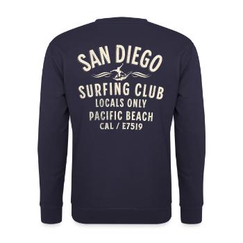 San Diego Pacific beach surfing club - Unisex Sweatshirt - navy - Back - Michal (187cm)