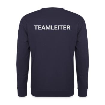 Teamleiter Rücken, Rückseite, hinten beschriftet - Unisex Pullover - Navy - Hinten - Michal (187cm)