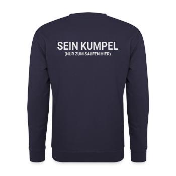 JGA Junggesellenabschied - Er heiratet - Kumpel - Unisex Pullover - Navy - Hinten - Michal (187cm)