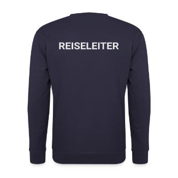 Reiseleiter Rücken, Rückseite, hinten beschriftet - Unisex Pullover - Navy - Hinten - Michal (187cm)
