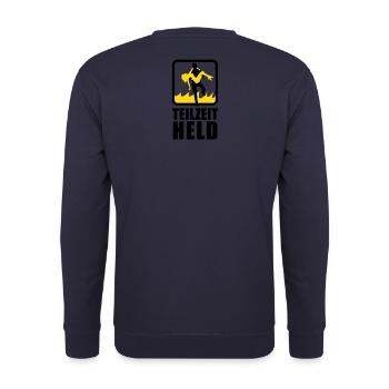 Part-time hero with flame - Unisex Sweatshirt - navy - Back - Michal (187cm)