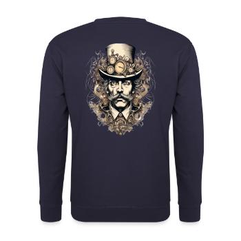 Steampunk Gentleman mit Uhren - Unisex Pullover - Navy - Hinten - Michal (187cm)
