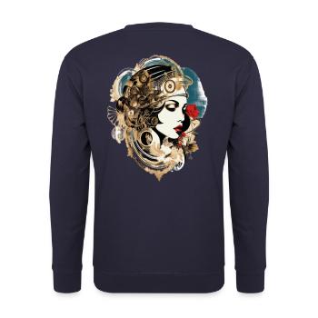 Aesthetic Woman with Technology Motif - Unisex Sweatshirt - navy - Back - Michal (187cm)