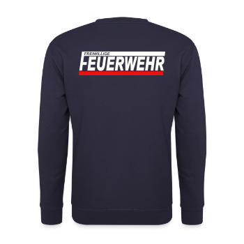 FEUERWEHR modern - Freiwillige Feuerwehr FW32 - Unisex Pullover - Navy - Hinten - Michal (187cm)
