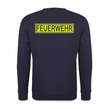 FEUERWEHR mit Rahmen - Freiwillige Feuerwehr FW02 - Unisex Pullover - Navy - Hinten - Michal (187cm)