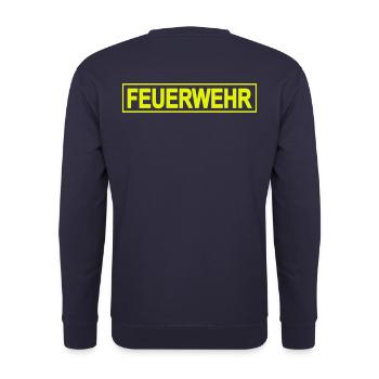 FEUERWEHR mit Rahmen - Freiwillige Feuerwehr FW01 - Unisex Pullover - Navy - Hinten - Michal (187cm)