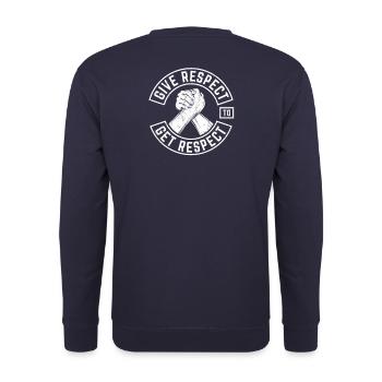 Give Respect To Get Respect Biker back print - Sweat-shirt Unisexe - marine - Dos - Michal (187cm)