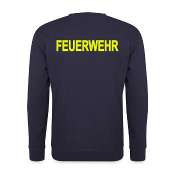 FEUERWEHR ohne Rahmen - Freiwillige Feuerwehr FW01 - Unisex Pullover - Navy - Hinten - Michal (187cm)