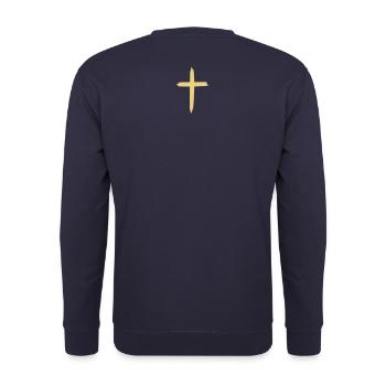 cross kreuz by csDesign - Jesuskreuz - Cross - Unisex Sweatshirt - navy - Back - Michal (187cm)