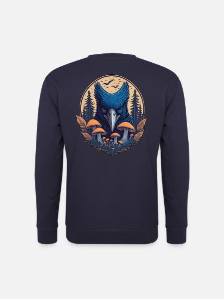 Mystischer Rabe mit verzauberten Pilzen - Unisex Pullover - Navy