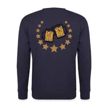 Gläser Bier Bierkrug und Sterne - Unisex Pullover - Navy - Hinten - Michal (187cm)
