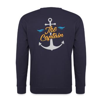 Seefahrer / Seemann - Der Kapitän & Anker - Unisex Pullover - Navy - Hinten - Michal (187cm)