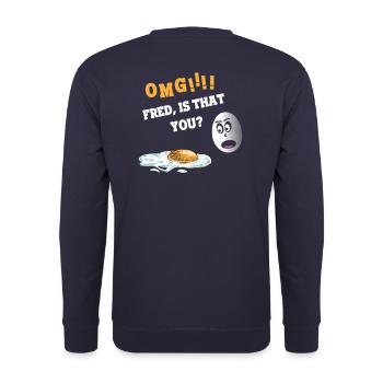 Funny Food Design - Fried Eggs - Scrambled Eggs - Unisex Sweatshirt - navy - Back - Michal (187cm)