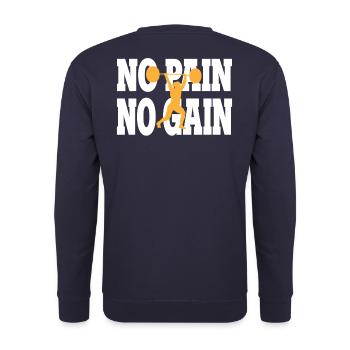 No Pain No Gain - Fitness Gym - Unisex Pullover - Navy - Hinten - Michal (187cm)