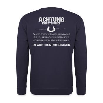 Achtung ich reite Pferde - Unisex Pullover - Navy - Hinten - Michal (187cm)