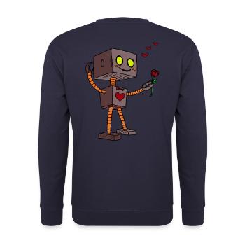 Robot love valentine romance fantasy kids - Unisex Sweatshirt - navy - Back - Michal (187cm)