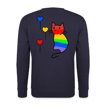 Cat Cats Kitten LGBT Rainbow Flag Love - Unisex Sweatshirt - navy - Back - Michal (187cm)