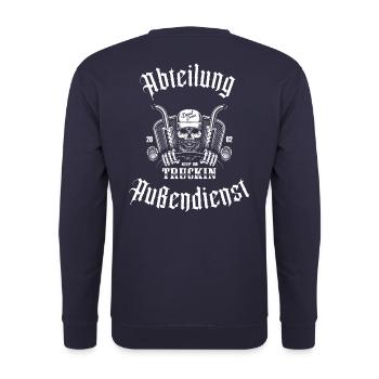 Abteilung Außendienst - Unisex Pullover - Navy - Hinten - Michal (187cm)