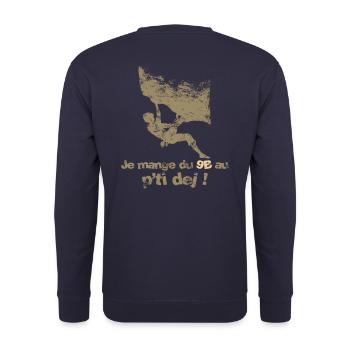 Escalade - difficulté 9B - Sweat-shirt Unisexe - marine - Dos - Michal (187cm)