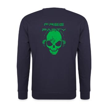 Free party - skull sound system - Sweat-shirt Unisexe - marine - Dos - Michal (187cm)