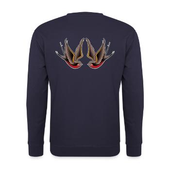 Double bird old school tattoo style - Unisex Sweatshirt - navy - Back - Michal (187cm)