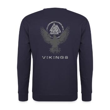 VIKINGS Corbeau nordique et Valknut - Sweat-shirt Unisexe - marine - Dos - Michal (187cm)