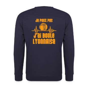 Je peux pas j'ai Boule Lyonnaise, sport petanque - Sweat-shirt Unisexe - marine - Dos - Michal (187cm)