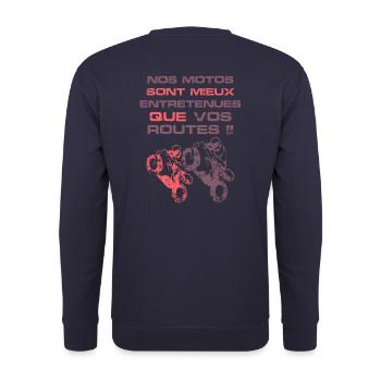 Manifestation Contrôle Technique pour moto - Sweat-shirt Unisexe - marine - Dos - Michal (187cm)