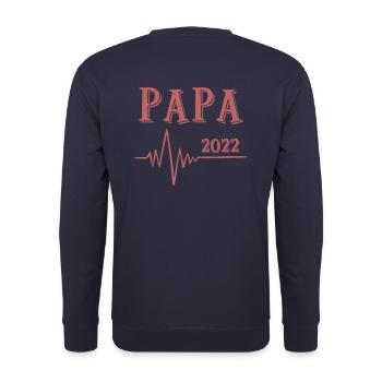 Papa 2022 - Herzschlag - Unisex Pullover - Navy - Hinten - Michal (187cm)