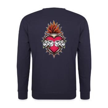 Herz & Rosen Stil Old-School Tattoo Tradi. - Unisex Pullover - Navy - Hinten - Michal (187cm)