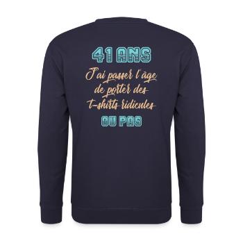 41 ans anniversaire - Sweat-shirt Unisexe - marine - Dos - Michal (187cm)
