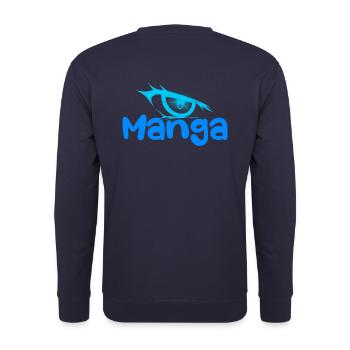 Manga logo light blue & dark eye - Unisex Sweatshirt - navy - Back - Michal (187cm)