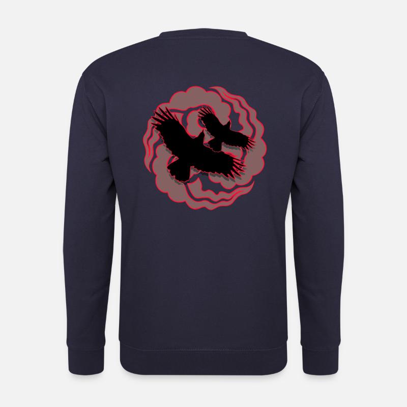 Logo Manga rot / grau Wolken & Krähe - Unisex Pullover - Navy