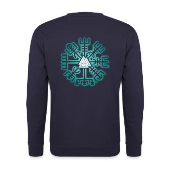 Symbole nordique Viking Valknut & Vegvisir vert - Sweat-shirt Unisexe - marine - Dos - Michal (187cm)