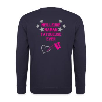 Meilleure maman tatoueuse ever fête des mères gift - Sweat-shirt Unisexe - marine - Dos - Michal (187cm)