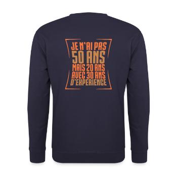 50 ans, anniversaire 50 ans - Sweat-shirt Unisexe - marine - Dos - Michal (187cm)