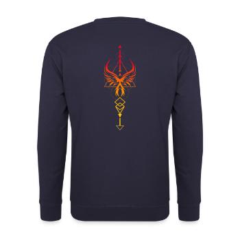 Symbole verticale phénix Valkyrie - Sweat-shirt Unisexe - marine - Dos - Michal (187cm)