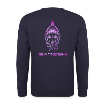 Ganesh - Zeichenlinie Old-School-Tattoo - Unisex Pullover - Navy - Hinten - Michal (187cm)