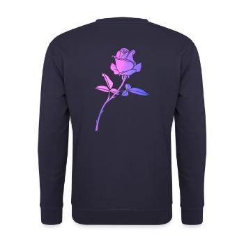 Silhouette der bunten Blumenrose - Unisex Pullover - Navy - Hinten - Michal (187cm)