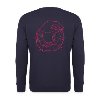 Hand auf dem Ozean - Unisex Pullover - Navy - Hinten - Michal (187cm)