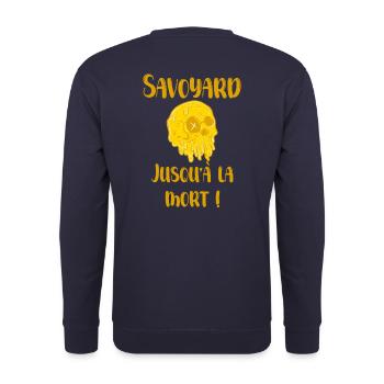 Savoyer bis in den Tod! - Unisex Pullover - Navy - Hinten - Michal (187cm)