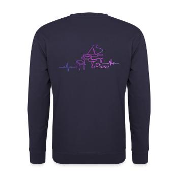 Piano line art pink heartbeat - Unisex Sweatshirt - navy - Back - Michal (187cm)